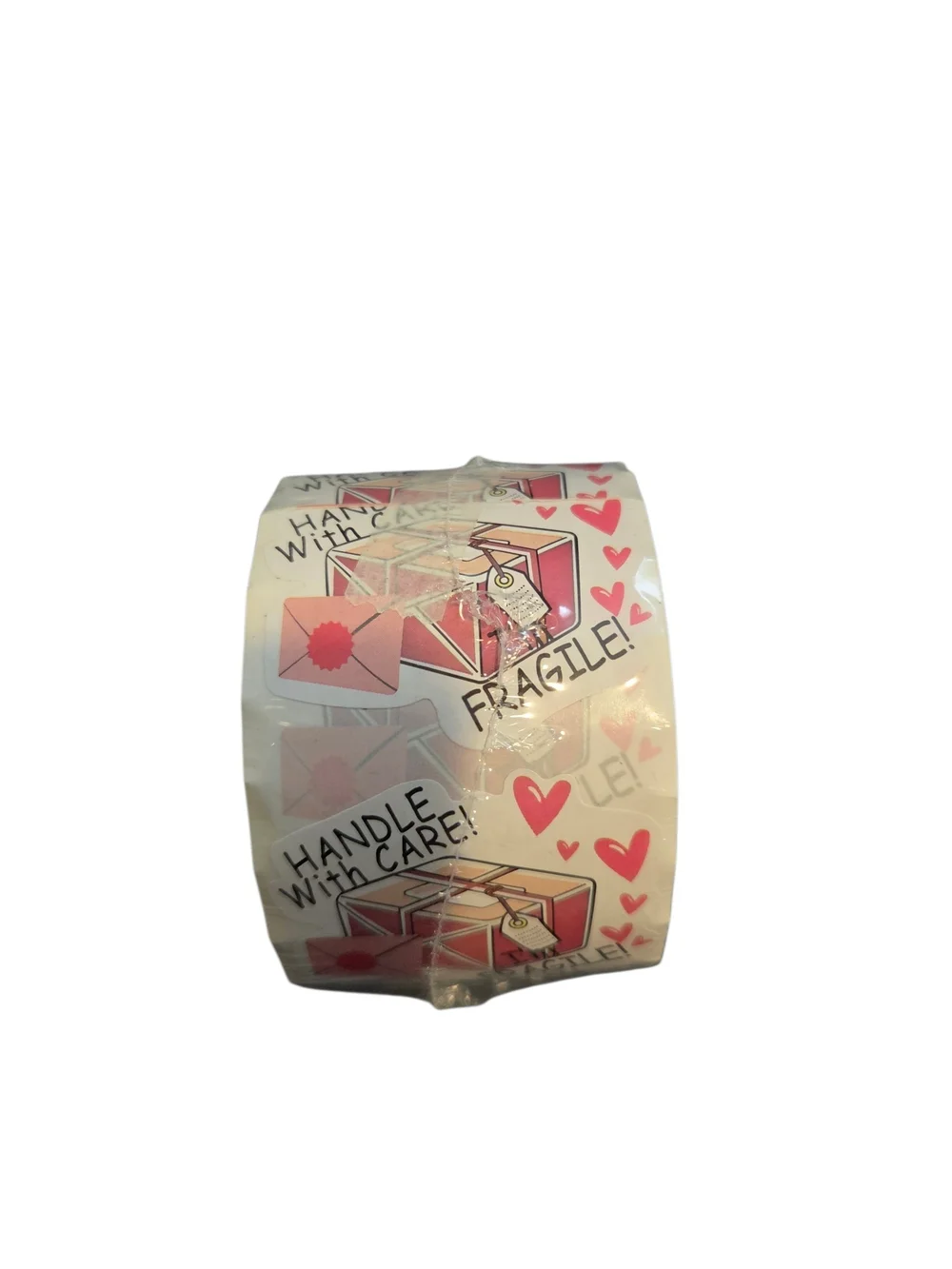 Handle With Care Fragile Heart Shipping Stickers - Pink